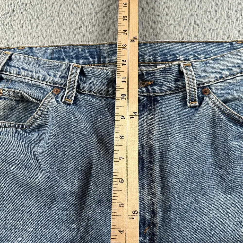Levis 505 Jeans Mens 36x32(35x32 Fits) Blue Straight Leg Light Wash Orange Tab